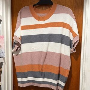 Striped Short Sleeve Sweater